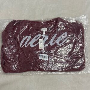 Aerie Burgundy Pullover Collared Sweater w/ buttons